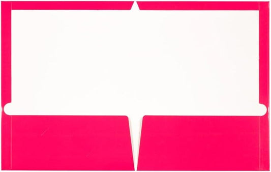 JAM PAPER Laminated Two Pocket Glossy Folders - Fuchsia Hot Pink - 3/Pack