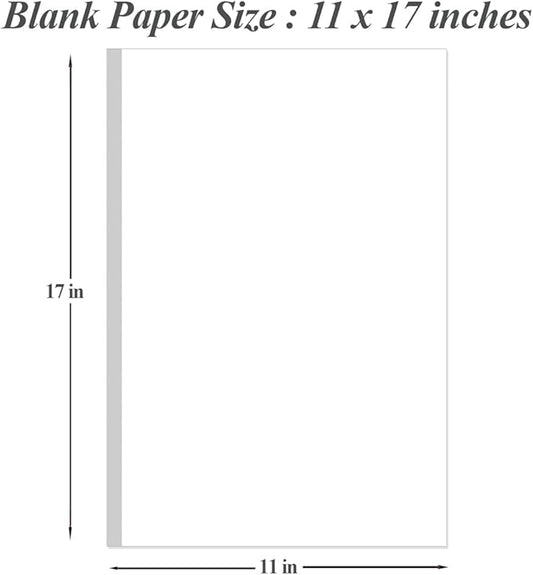 (3-Pack) 11" x 17" Blank Print Paper, 135Sheets/270Pages Blank Loose-Leaf Paper, Ledger Size Printing in Office, 100gsm Blank Paper