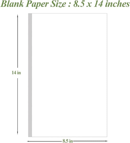 8.5" x 14" Blank Print Paper - 50Sheets/100Pages Blank Loose-Leaf Papers, Legal Size Printing in Office/Home/School, 100gsm Blank Paper