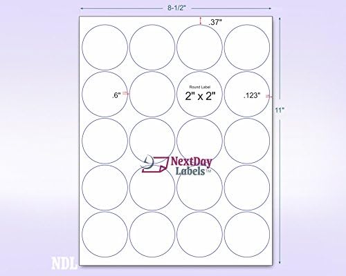 NextDayLabels - 8-1/2 x 11 Neon Color High Light Fluorescent Labels for Laser & Inkjet Printer (Pink Fluorescent, 2" Round - 20 Per Page | 1000 Labels)