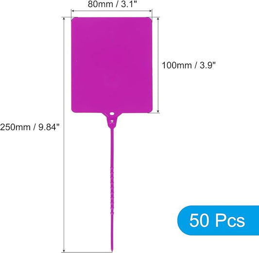 MECCANIXITY Plastic Seals Shipping Tags, for Basket Labels Cable Labels Tags Product Identification Tags, Logistics Marking, Outdoor Tagging, 3.1x3.9 Inch Purple 50Packs