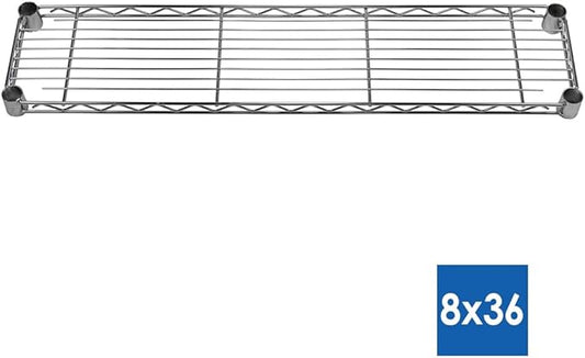 Shelving Inc. 8" d x 36" w x 54" h Chrome Wire Shelving with 5 Tier Shelves, Weight Capacity 800lbs Per Shelf