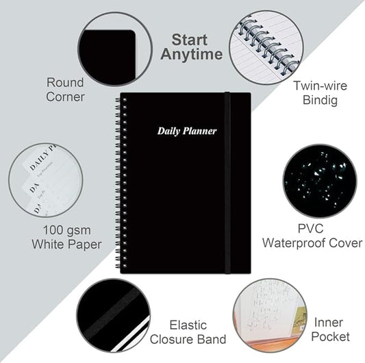 Daily Planner Undated (Black, A5)