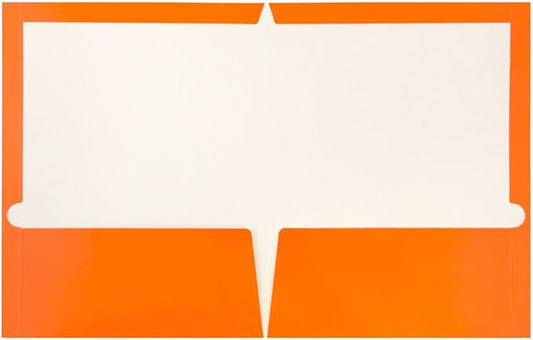 JAM PAPER Laminated Two Pocket Glossy School Folders - Letter Size - High Gloss Orange - Bulk 100/Box
