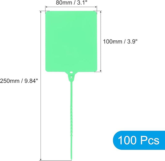 MECCANIXITY Plastic Seals Shipping Tags, for Basket Labels Cable Labels Tags Product Identification Tags, Logistics Marking, Outdoor Tagging, 3.1x3.9 Inch Green 100Packs