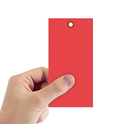 SmartSign (Pack of 1000) 6.25 x 3.125 inch “Red” Blank Tyvek Shipping Tags with Metal Eyelets, Size #8, 8 mil Thick Tyvek