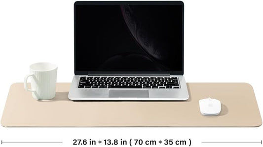 Leather Desk Mat - Non-Slip PU Desk Pad for Office and Home - Desk Organization and Accessories - Ideal for Large Mouse Pad and Desk Mats on Top of Desks (Apricot,27.6"x 13.8")