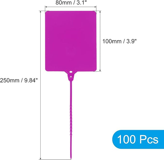 MECCANIXITY Plastic Seals Shipping Tags, for Basket Labels Cable Labels Tags Product Identification Tags, Logistics Marking, Outdoor Tagging, 3.1x3.9 Inch Purple 100Packs