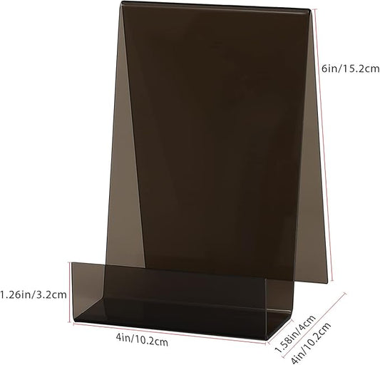 ZOEY Acrylic Book Stand with Ledge Clear Black Display Easels Plate - 5 Pack Large Book Holder Easel Stand for Display, Music Sheets, Artworks, CD, Tablet Holder