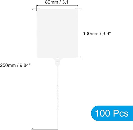 MECCANIXITY Plastic Seals Shipping Tags, for Basket Labels Cable Labels Tags Product Identification Tags, Logistics Marking, Outdoor Tagging, 3.1x3.9 Inch White 100Packs