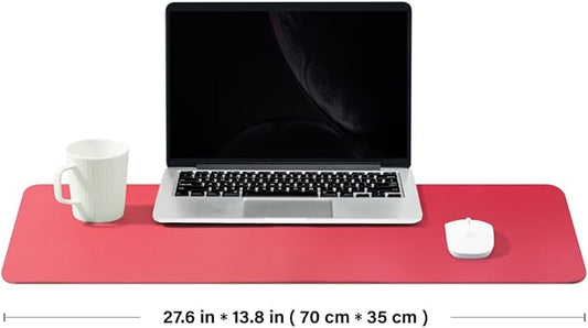 Leather Desk Mat - Non-Slip PU Desk Pad for Office and Home - Desk Organization and Accessories - Ideal for Large Mouse Pad and Desk Mats on Top of Desks (Rose Red,27.6"x 13.8")