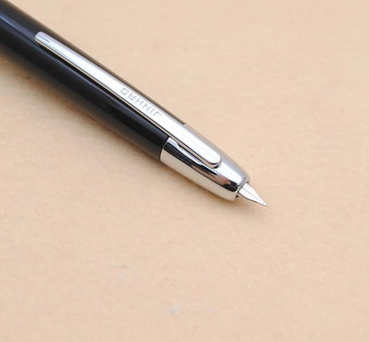 JINHAO 20 Press Fountain Pen, Retractable Capless Resin Pen with Ink Converter (F Nib 0.5mm, Bright Black)