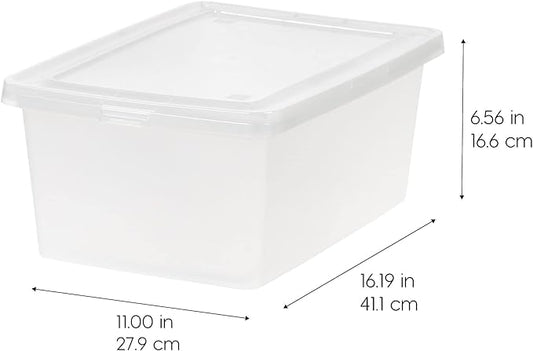 IRIS USA 12-Pack Storage Bins with Lids, 15 Quart, Shoe Boxes Clear Stackable Containers Organize Shoes Closet Shelves, Organization Teacher Tools, Game Storage - BPA-Free Plastic