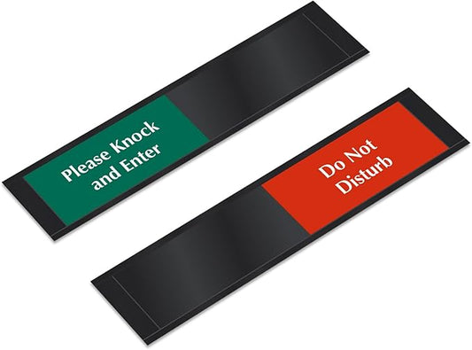 SmartSign Privacy Sign - Do Not Disturb/Please Knock and Enter Slider Door Sign for Home Office Restroom Conference Hotel Hospitals | 2.25" x 10" Plastic Black, Made in USA