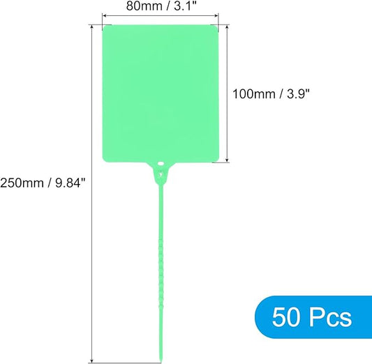 MECCANIXITY Plastic Seals Shipping Tags, for Basket Labels Cable Labels Tags Product Identification Tags, Logistics Marking, Outdoor Tagging, 3.1x3.9 Inch Green 50Packs