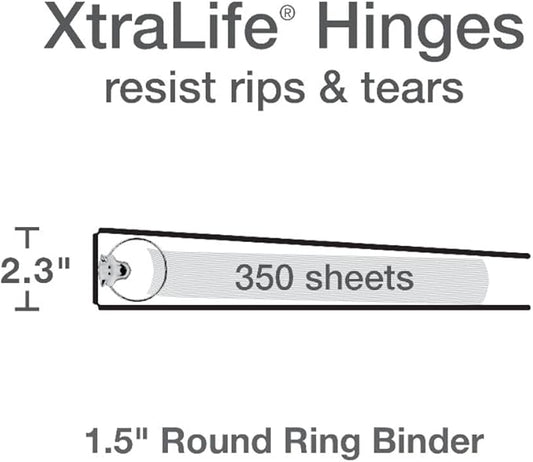 Oxford Cardinal 3 Ring Binders, Binders for School and Office, Durable 1.5 Inch, Round Rings, Holds 350 Sheets, ClearVue Presentation View, Non-Stick, Assorted Bright Colors, 4 Pack (79553)