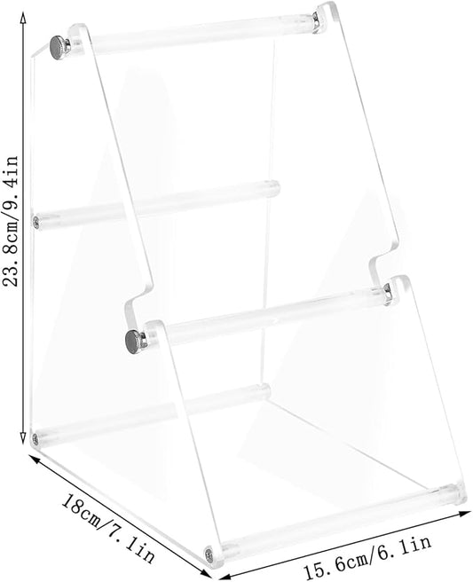 (2 Tier Acrylic Label Paper Stand) Label Roll Holder for Rolls and Fanfold Labels,Acrylic Label Holder for Thermal Printer,Desktop Label Printer Holder for Home,Office,Study,Small Business