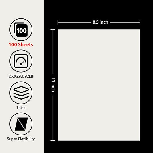 OcePor 100 Sheets Cream Cardstock Paper, Colored Printer Paper 8.5 x 11, Card Stock Thick Construction for Craft,Scrapbook,Office Printing, Invitations, Certificates,92 lb/250gsm