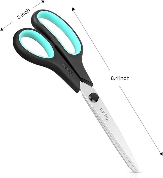 School Office Scissors Bulk, Set of 24-Pack, 8" All Purpose Sharp Scissors with Comfort-Grip Handles for High/Middle School Student Teacher, Office Home Sewing Fabric Supplies, for Right Left Handed