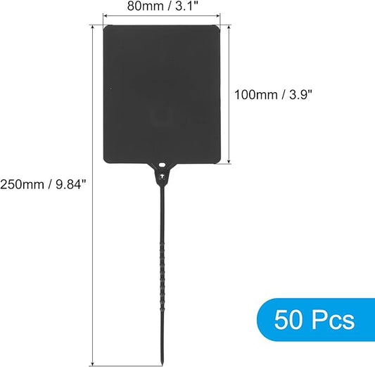 MECCANIXITY Plastic Seals Shipping Tags, for Basket Labels Cable Labels Tags Product Identification Tags, Logistics Marking, Outdoor Tagging, 3.1x3.9 Inch Black 50Packs