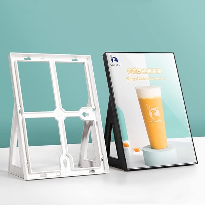 ECKEK ABS Plastic Sign Holder,Menu Displays L Shape Sign Stand Vertical/Horizontal Use (White A5 148×210mm/5.83×8.27inches)