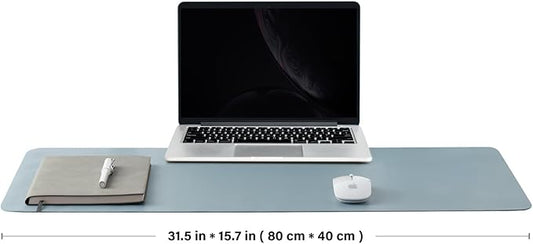 Leather Desk Mat - Non-Slip PU Desk Pad for Office and Home - Desk Organization and Accessories - Ideal for Large Mouse Pad and Desk Mats on Top of Desks (Light Blue,31.5"x 15.7")