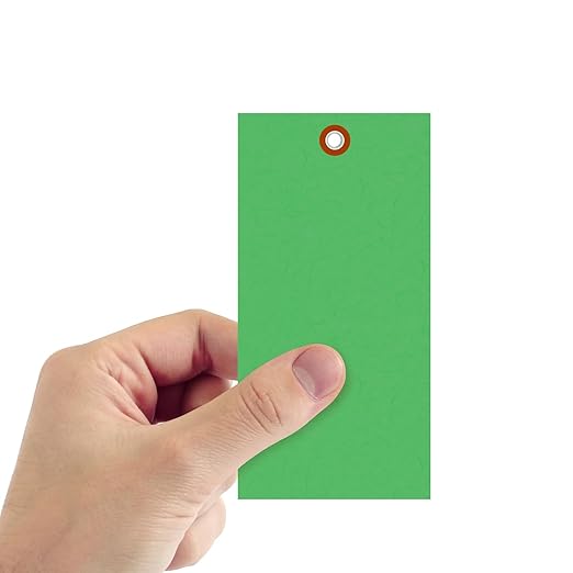 SmartSign (Pack of 1000) 6.25 x 3.125 inch “Green” Blank Tyvek Shipping Tags with Metal Eyelets, Size #8, 8 mil Thick Tyvek