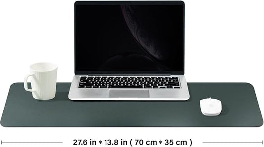 Leather Desk Mat - Non-Slip PU Desk Pad for Office and Home - Desk Organization and Accessories - Ideal for Large Mouse Pad and Desk Mats on Top of Desks (Dark Green,27.6"x 13.8")