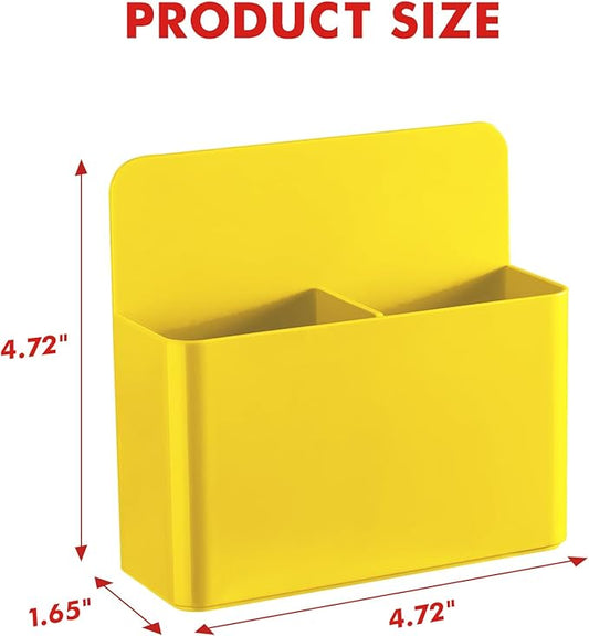 BEYGORM 2 Pack Plastic Magnetic Pen Holder for Refrigerator, Dry Erase Marker Holder for Whiteboard,Magnet School Locker Organizer Accessories, Pencil Cup, Pen Caddy, Classroom Organization(Yellow)