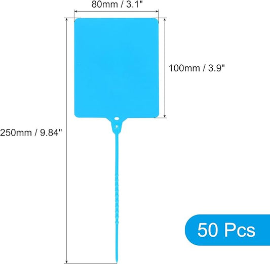 MECCANIXITY Plastic Seals Shipping Tags, for Basket Labels Cable Labels Tags Product Identification Tags, Logistics Marking, Outdoor Tagging, 3.1x3.9 Inch Blue 50Packs
