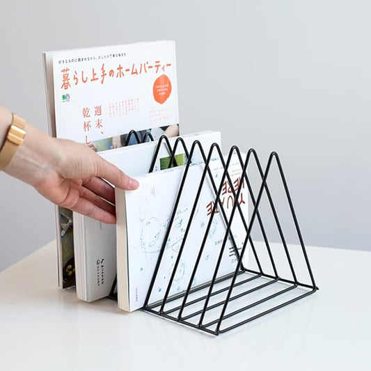 Sooyee 9 Slot Black Magazine Holder,Desktop File Sorter Organizer Triangle Bookshelf Decor Home Office
