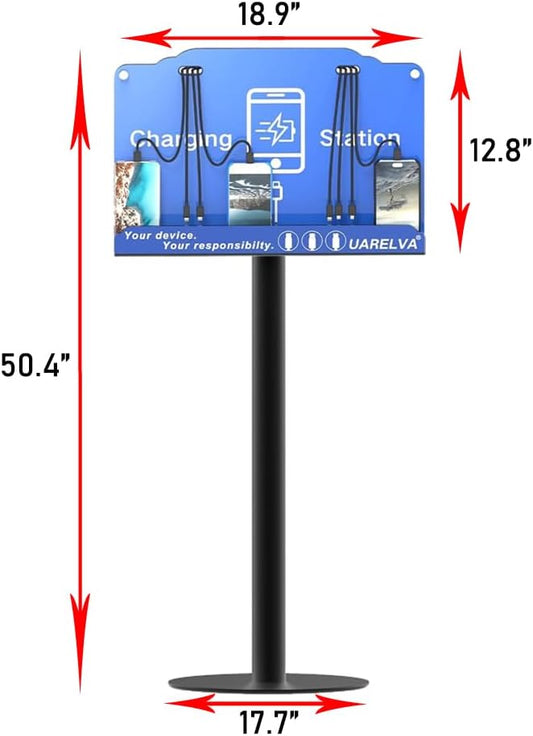 Floor Stand Cell Phone Charging Station for Multiple Device | 8 Charging Ports Charger Station | Compatible with Smartphone Tablets | Applicated for Library, School, Hotel, Shopping Malls, Airport