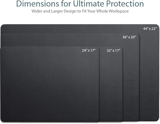 Vine Creations Leather Desk Mat 32" x 17", Desk Protector Mat, PU Leather Desk Pad, Large Mouse Pad, Desk Blotter, Desk Pads on Top of Desks, Desk Matt for Desktop, Home Office Desk Mat (Black)