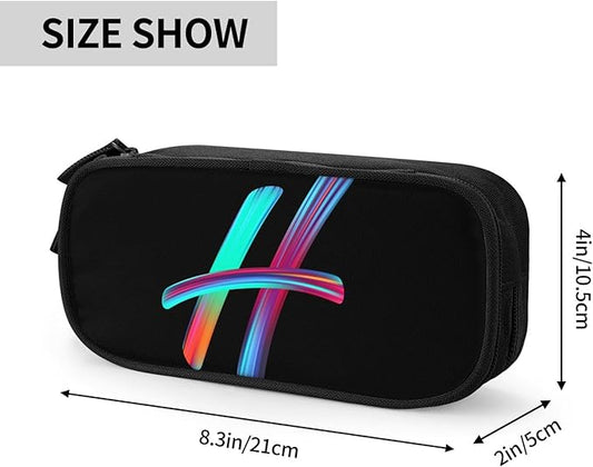 Pazacon Cute Initial Pencil Case for Kids Students, Large Capacity Pencil Pouch for Boys Girls, Letter Design Pencil Box Pen Bag Office Stationery Organizer, Rainbow Letter H