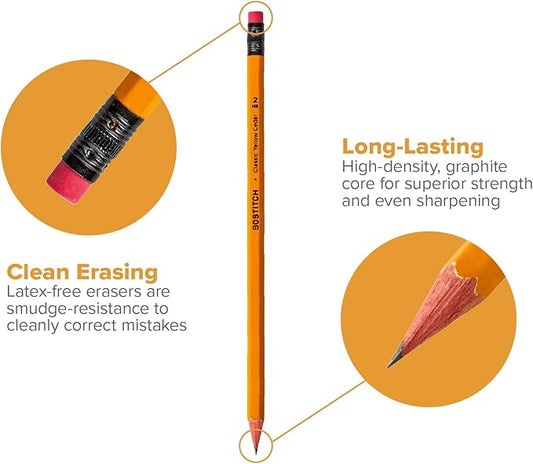 Bostitch Office Premium #2 Pencils, American Cedar Wood, Pre-Sharpened, HB Graphite, 96-Pack