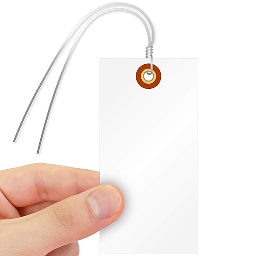 SmartSign Blank Tyvek Shipping Tags with Wire, Size #5 | 4 3/4" x 2 3/8", Pack of 100, White