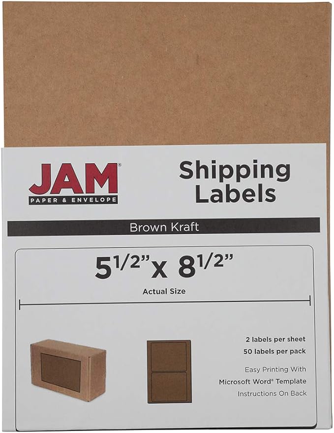 JAM PAPER Shipping Labels (Brown, 2x8)
