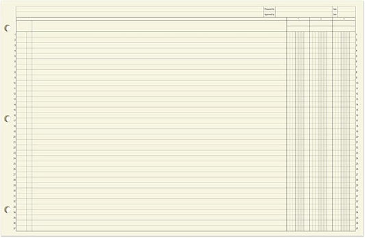 BookFactory Ledger Pad/Large 3 Column Accounting Ledger Columnar (Three Columns) Pads - 17'' x 11'', 50 Pages, Notepad Landscape Format (Made in USA)