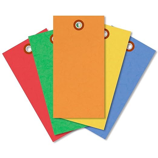 SmartSign (Pack of 100) 4.75 x 2.375 inch Multi Colored Blank Tyvek Shipping Tags with Metal Eyelets, Size #5, 8 mil Thick Tyvek