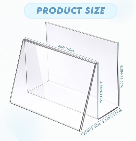 Vicenpal 20 Pcs Clear Acrylic Postcard Holder Business Card Holder Greeting Card Display Clear Business Card Stand Rack for Index Card Organizer Desk Table Home Office School, 6 x 4.25 x 4.5 Inch