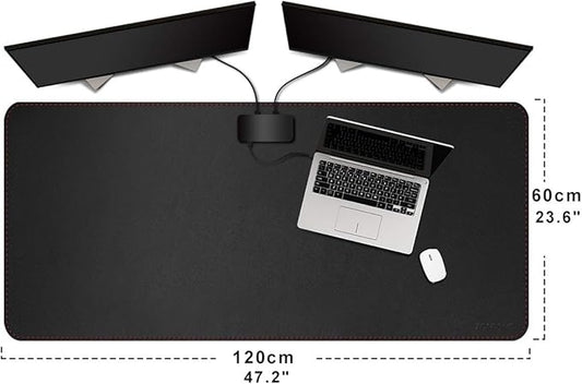 ZORESYN Large Mouse Pad (47.2" x 23.6") - PU Leather Extended Gaming Mousepad Desk Mat - Nonslip Base and Waterproof Desktop Keyboard Extended Mouse Mat (Black)