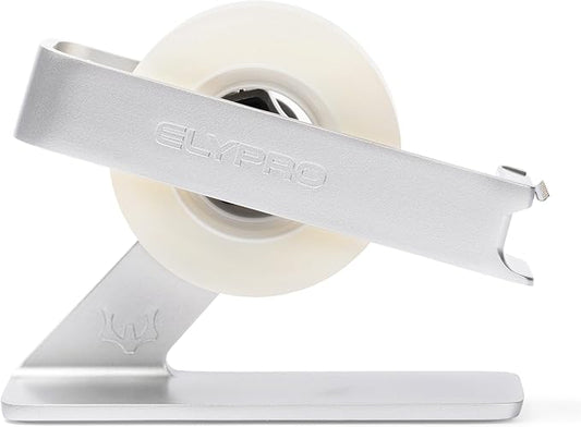 ELYPRO Modern Tape Dispenser for Office Desk - Elegant and Minimalist Design, Heavy Metal Made, Space-Saving, Perfect for Office & Home Use or as a Stylish Gift - Bonus Tape Roll Included (Silver)