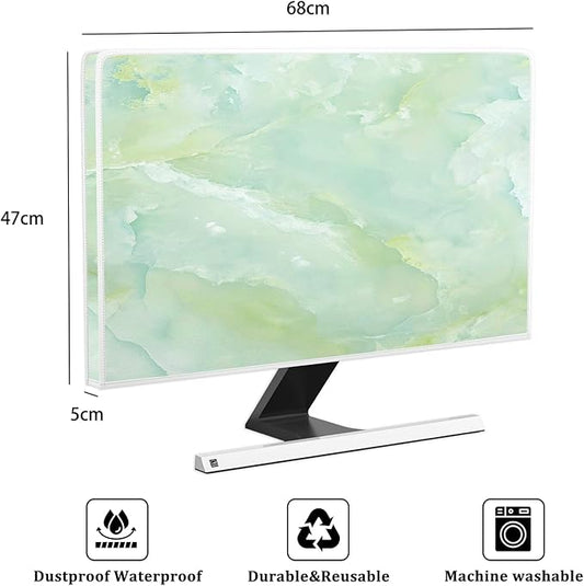 Baocicco Sage Green Marble Waterproof 26, 27, 28 Inch Anti-Static Dustproof LCD/LED/HD Abstract Creative Desige Monitor Accessories Laptop TV LCD Screen Texture Monitor Decoration for Tablet