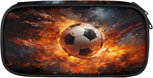 Pardick Football Fire Pencil Case,Big Capacity Pencil Pouch Coin Pouch Stationery Organizer For Teen School