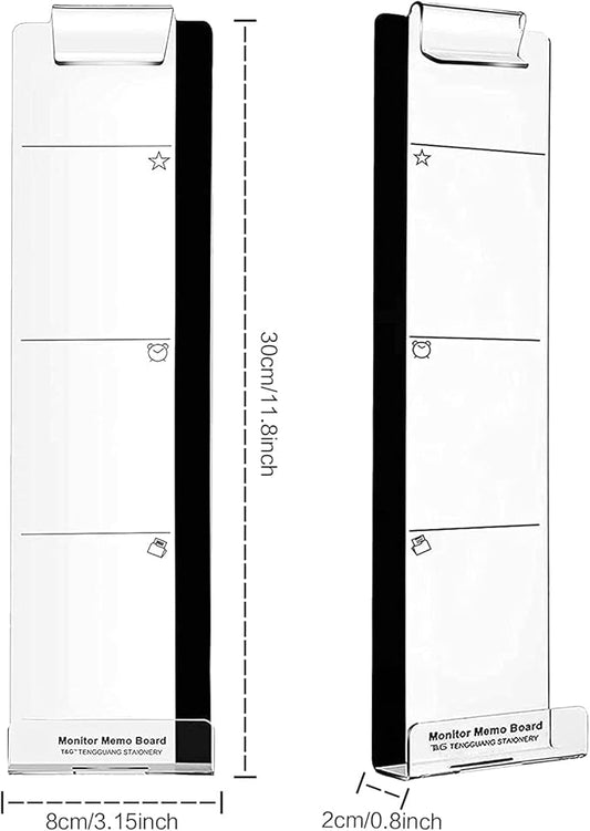 Multifunction Computer Monitor Memo Board - Transparent Computer Side Panel Memo Creative Monitor Side Panel with Phone Holder Suitable for Office Home Desktop,Left and Right (2pcs)