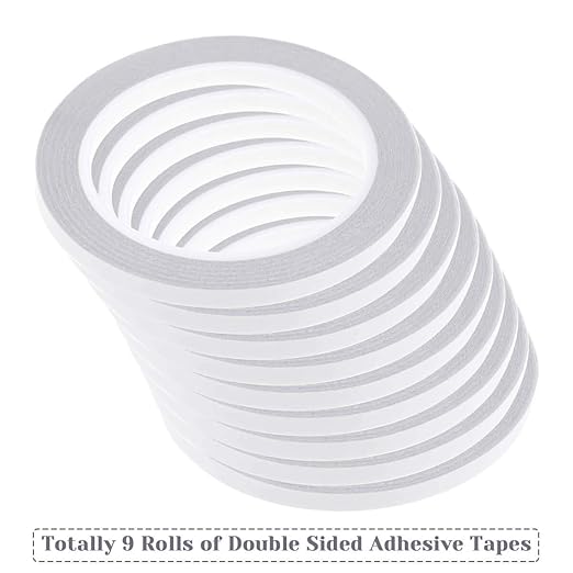 cridoz Double Sided Adhesive Tape, 9 Rolls Double-Side Craft Tape for Card Making, Scrapbooking, DIY Crafts and Office School Stationery Supplies (1/4 Inch, 25 Yards Per Rool)