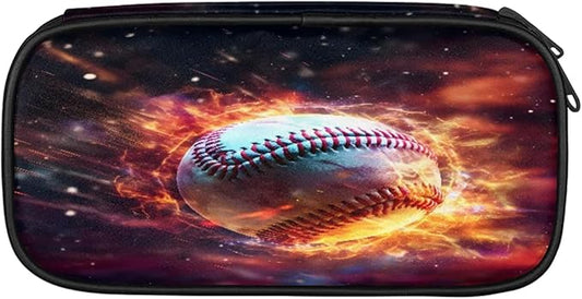Pardick Pencil Case,Baseball Fire Big Capacity Pencil Pouch Coin Pouch Stationery Organizer For Teen School