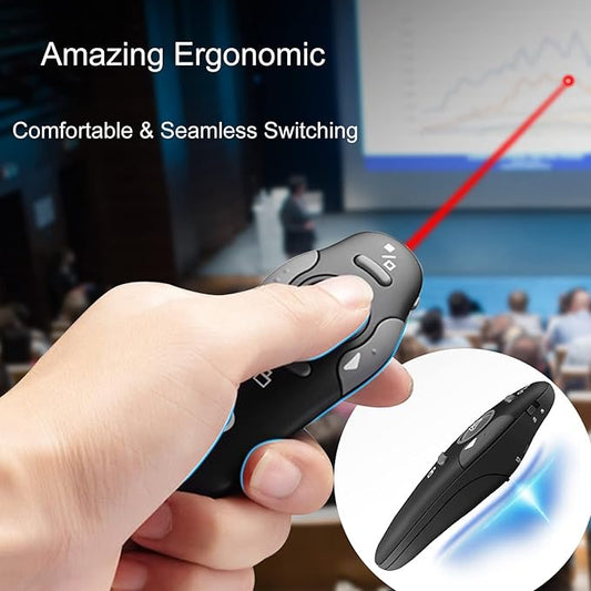 (2 Units) Wireless Presentation Clicker for PowerPoint, Wireless Presenter Remote with Laser Pointer Slide Clickers for Mac/Windows/Linux, Computer/Laptop, Google Slide/PPT/Keynote