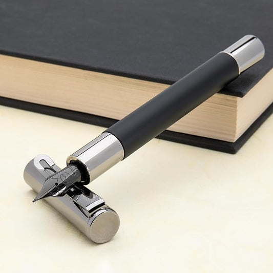 Monteverde USA Ritma Fountain Pen in Black – Medium Nib Balanced JoWo Stainless Steel Refillable Ink Cartridge/Converter – Perfect for Professionals & Writing Enthusiasts