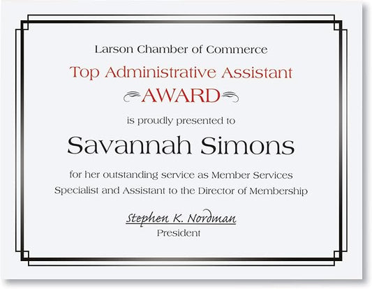 PaperDirect Foil Elegance Specialty Certificates, 50 Sheets of 38lb White Paper, 8½" x 11", Double Black Foil Border, Perfect for Awards, Students, Employees, Volunteers, Course Completion, Diplomas